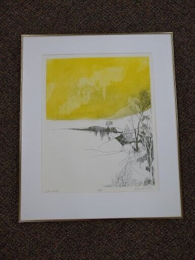 Alec Cowan Dusk II Signed Artist Proof Midcentury Framed Landscape Series Print